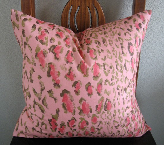 ONE new 18x18 Rose Cumming Chintzes Vintage 1982, hot pink cheetah print, pillow cover, throw pillow, toss pillow, decorative pillow