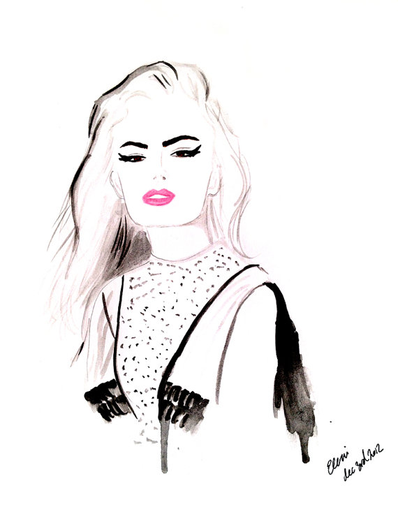 Watercolour fashion illustration Titled Alyssa