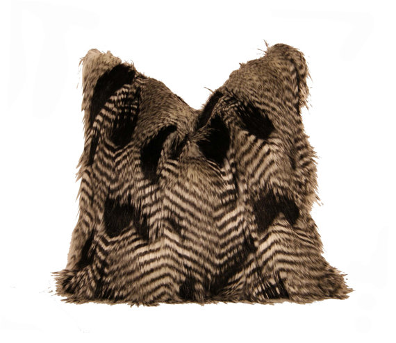 B&W Feather Fur Pillow
