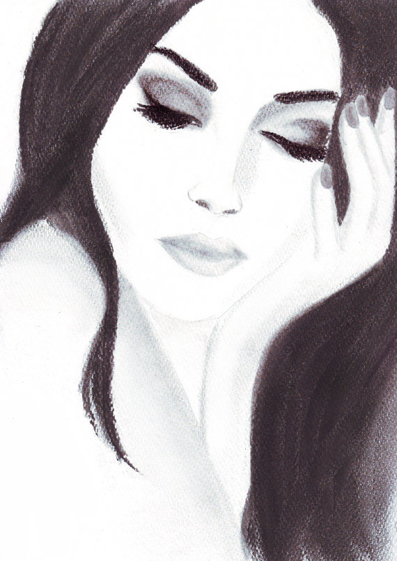 Charcoal fashion illustration Titled Chic a la Italiana