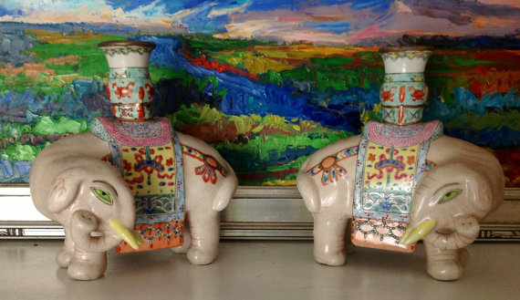 Amazing Vintage Elephant Candle Holders
