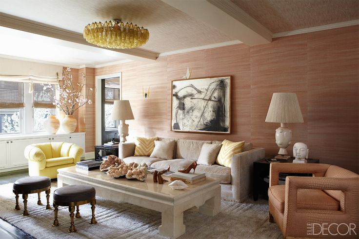 Kelly Wearstler Interior Design Living Room - Cameron Diaz Manhattan Apartment - ELLE DECOR