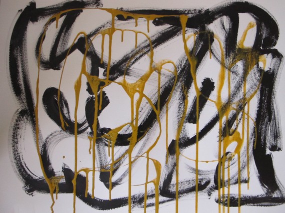 Black and Gold Abstract on paper