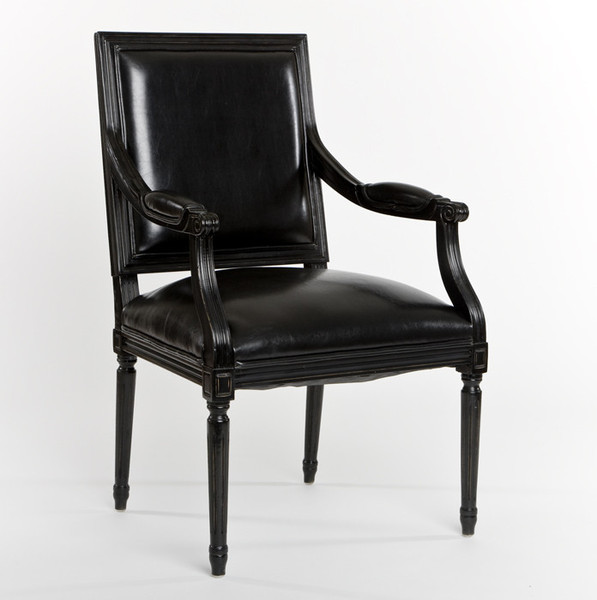 Pictures of Black Leather Louis Arm Chair