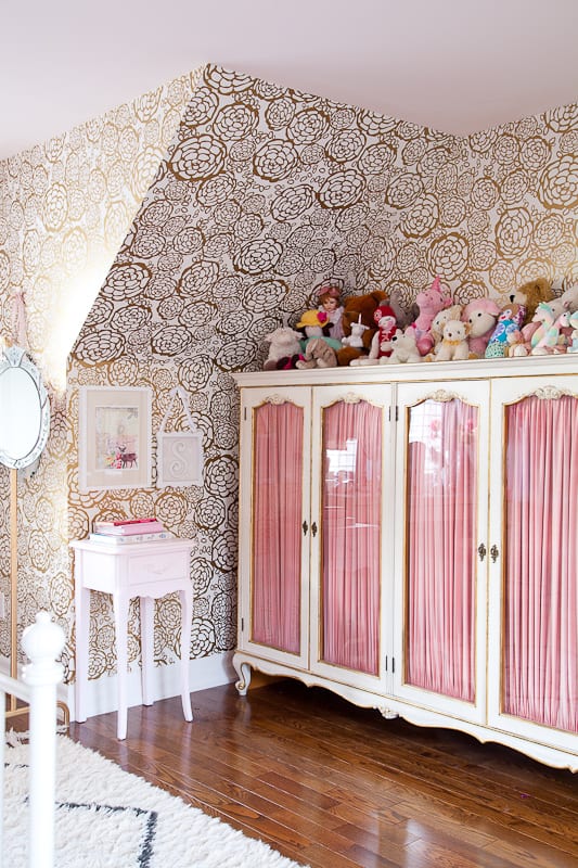 christine dovey pine girls room 11 antique wardrobe gold hygge and west wallpaper