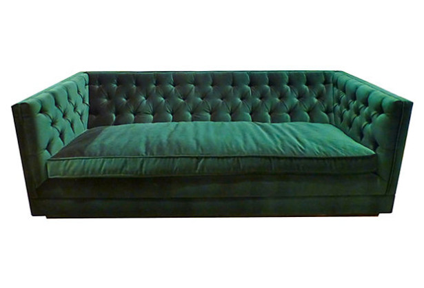 green velvet sofa