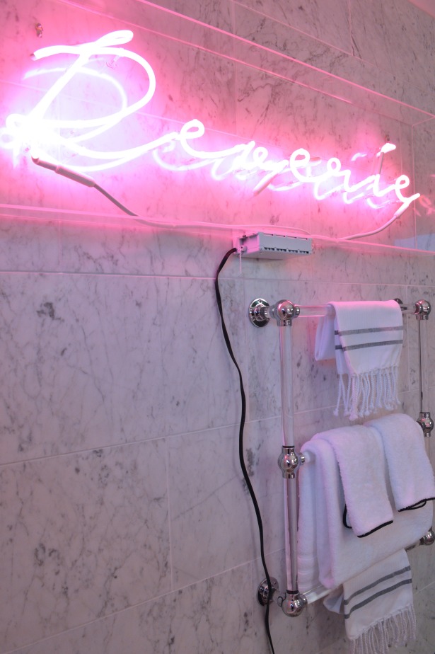 one room challenge christine dovey bathroom endeavour neaon sign